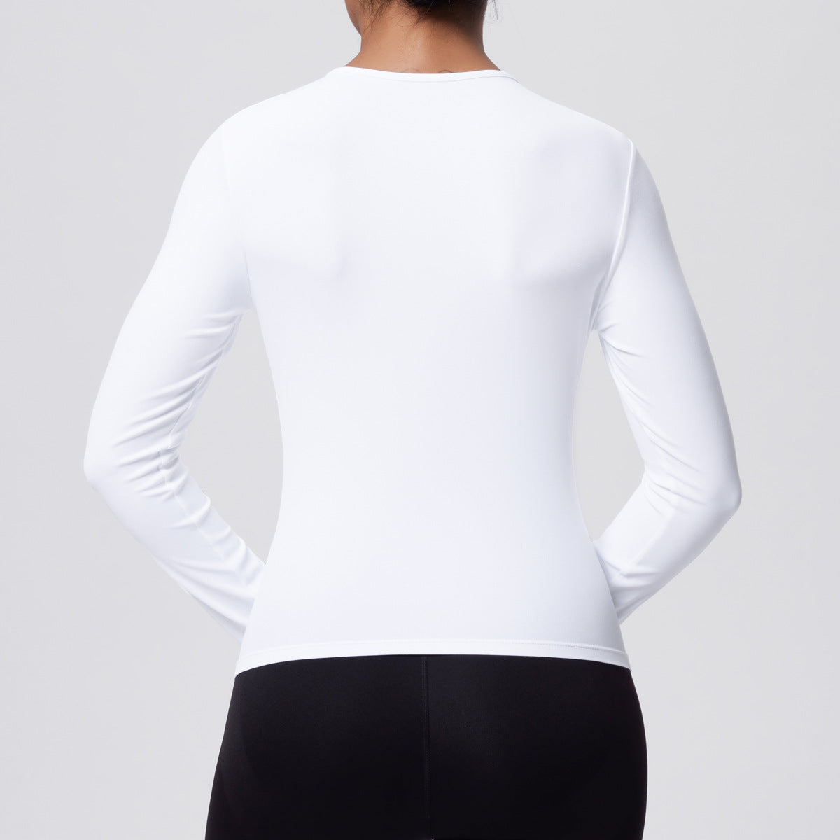 Casual Solid Color Sports Long Sleeve Waist Slim Fit Breathable Yoga T shirt Running Training Nude Feel Workout Top