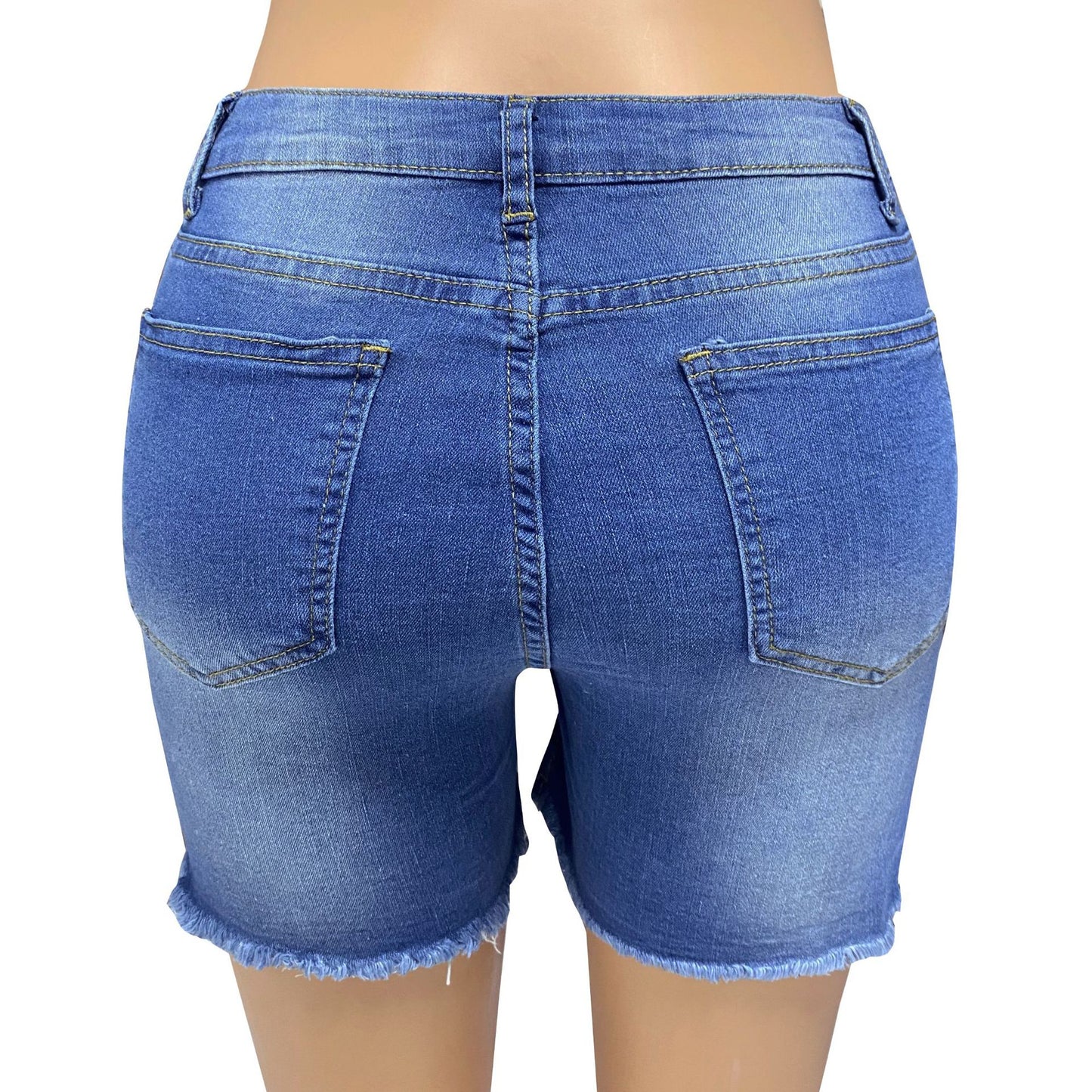 Spring Summer High Waist Sexy Raw Edge Denim Shorts Women Slim Fit Slimming