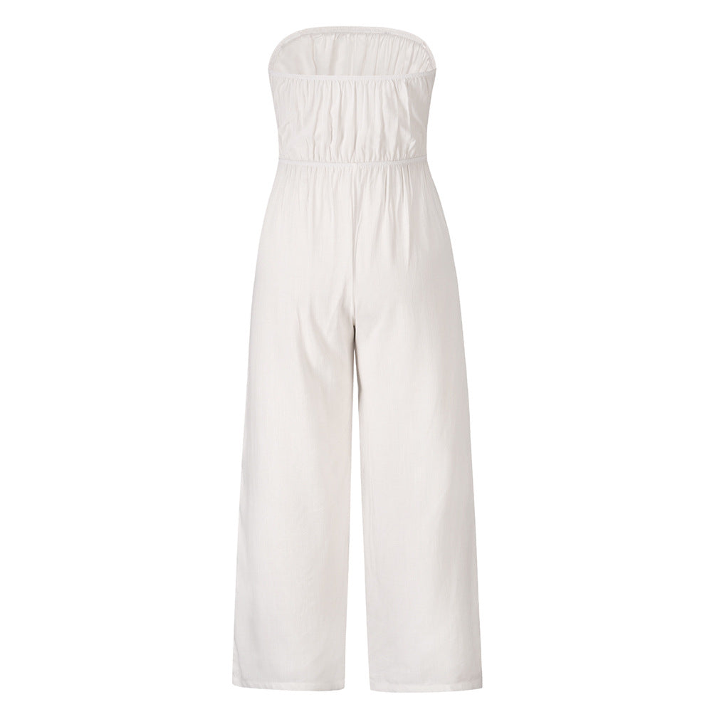 Casual Fashion Set Sexy Backless Slim Fit Jumpsuit Straight Leg Trousers Set Spring Summer New