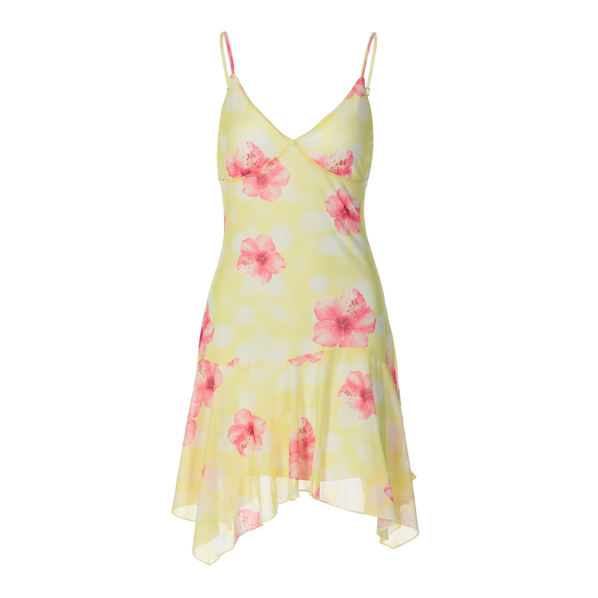 Women Clothing Summer Slim Fit Sexy Deep V Plunge Pure Youth Printed Strap Backless Dress