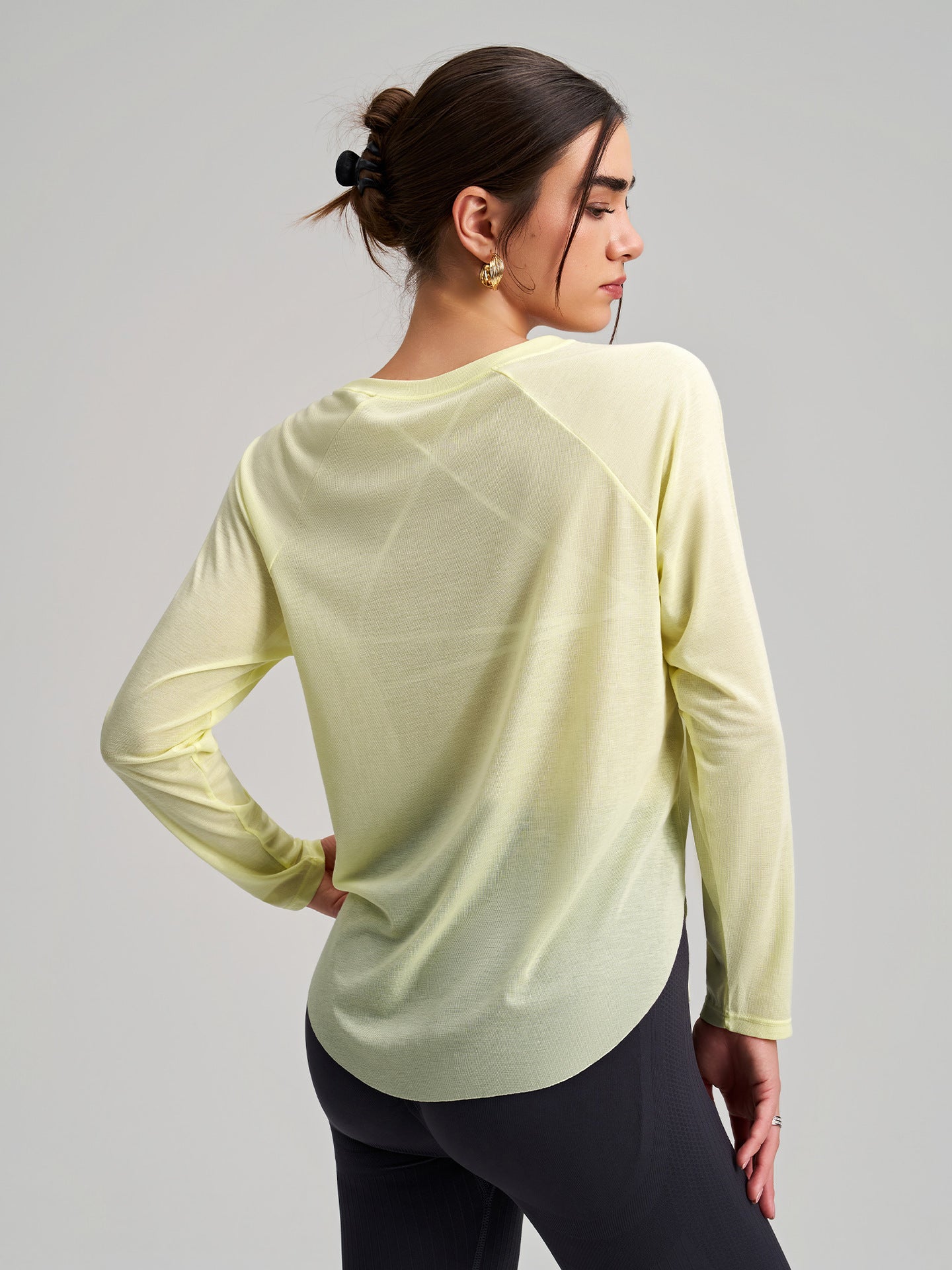Outerwear Bunchy Yarn Yoga Blouse Women Long Sleeve round Neck Sports Top Loose Slimming Fitness Casual Quick Drying Blouse