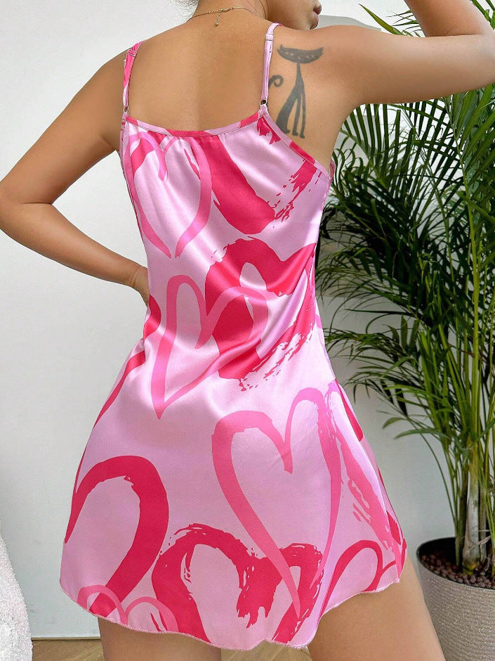 Sexy Backless Satin Suspender Dress Artificial Silk Nightdress Summer Love Pajamas Short Dress Women Homewear