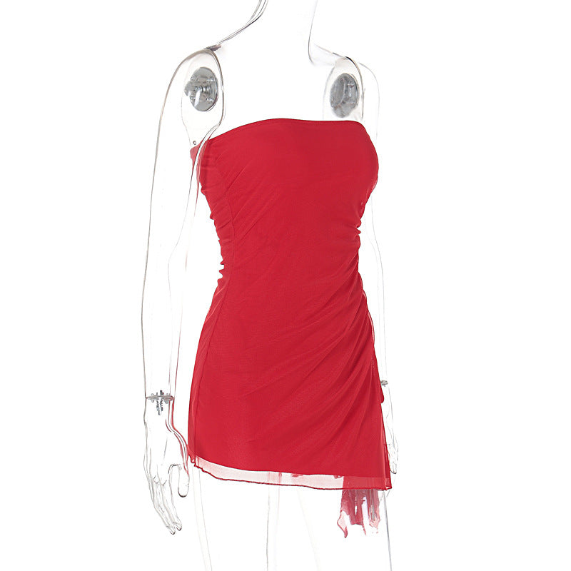 Women Clothing Summer Sexy Solid Color Sleeveless Slim Corset Backless Dress