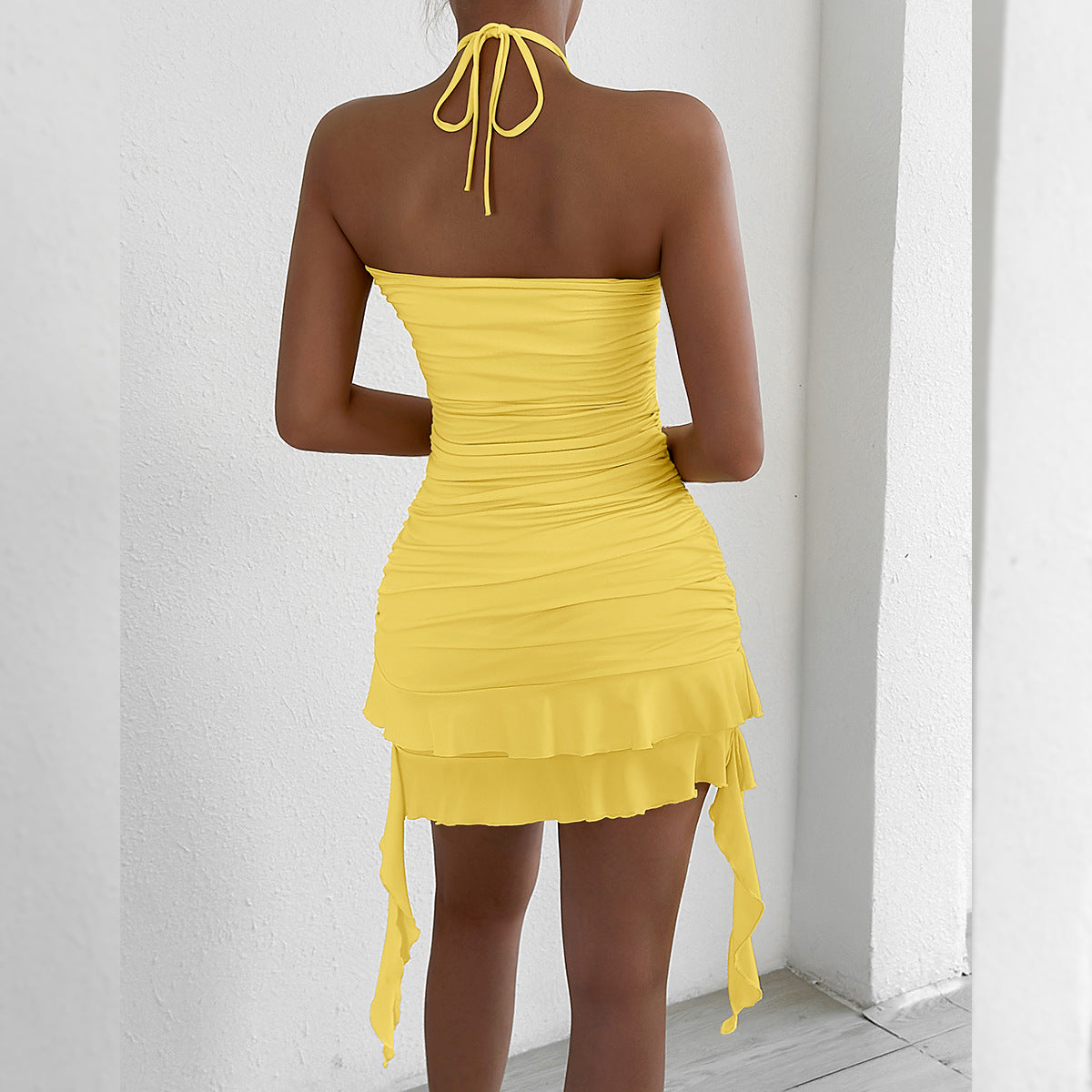 Summer Women Clothing Short Dress Suspenders Girls Tight Pleated Sexy Dress
