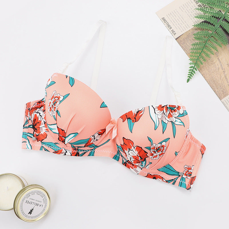 New Bra Set Women Underwear with Steel Ring Less Breathable Traceless Push up Anti-Slip