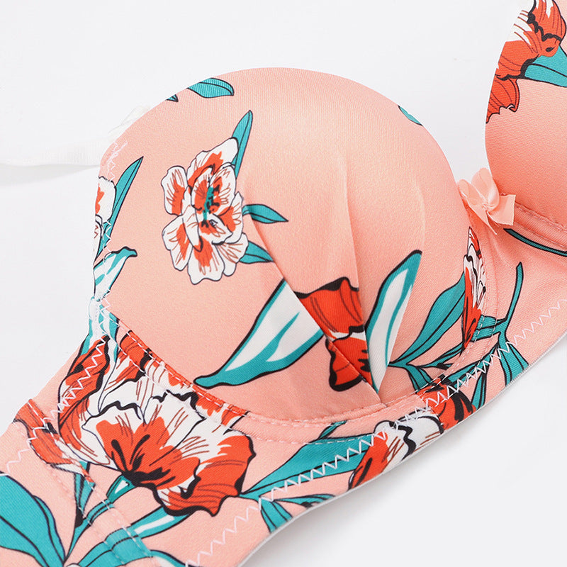 New Bra Set Women Underwear with Steel Ring Less Breathable Traceless Push up Anti-Slip