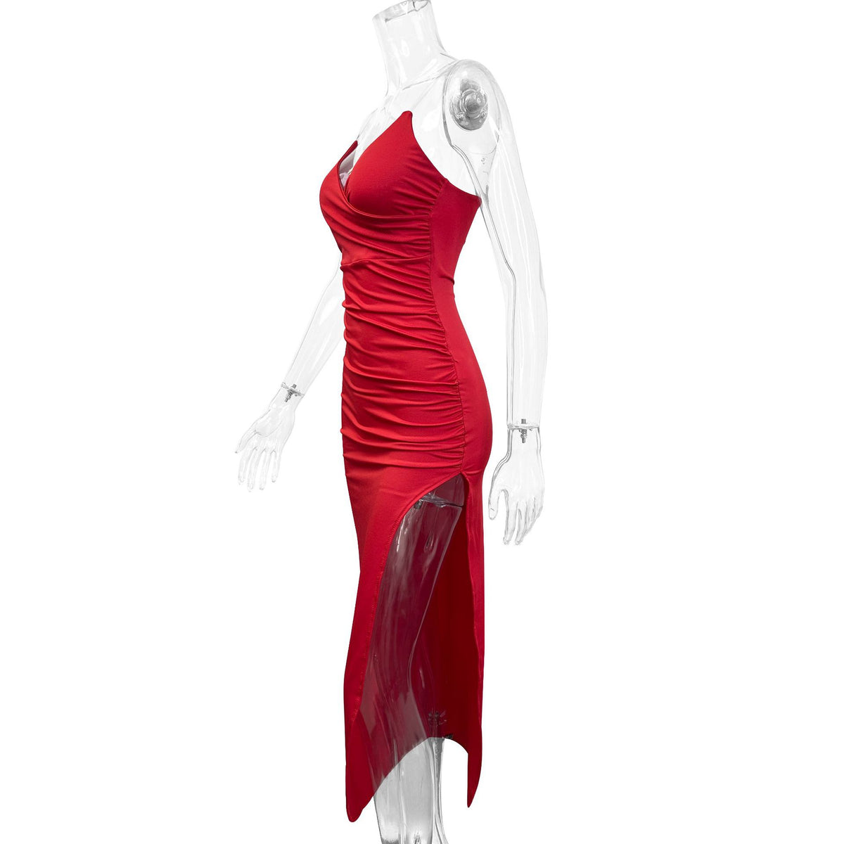 V neck Sexy Slim Fit Backless Split Sling Jumpsuit Long Sleeveless Dress