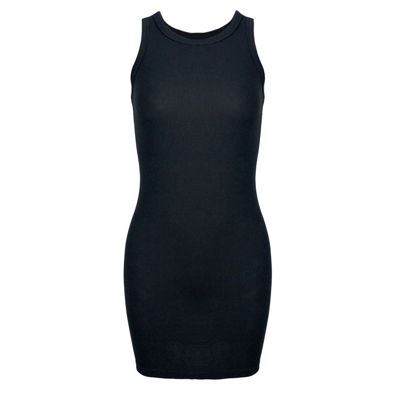 Summer Women Thread Sleeveless Sexy Hip Simple Slim Vest Dress