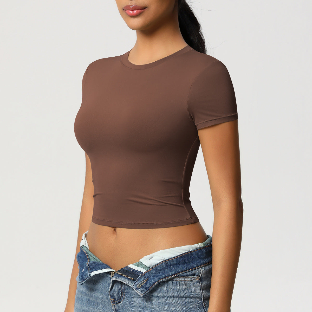 Casual Tight Quick Drying Workout Top Yoga Clothes Running Pilates Sports T shirt Short Sleeve