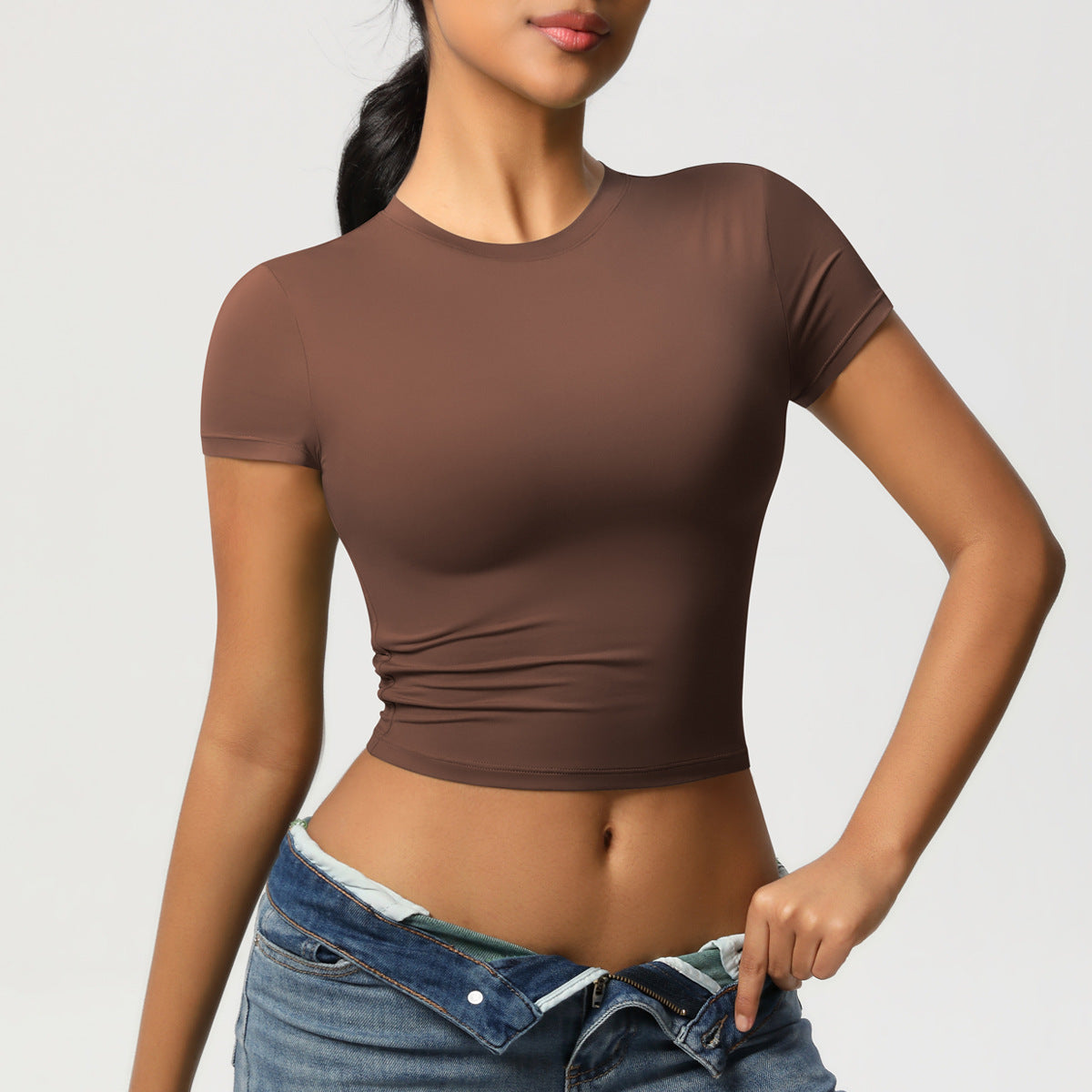 Casual Tight Quick Drying Workout Top Yoga Clothes Running Pilates Sports T shirt Short Sleeve