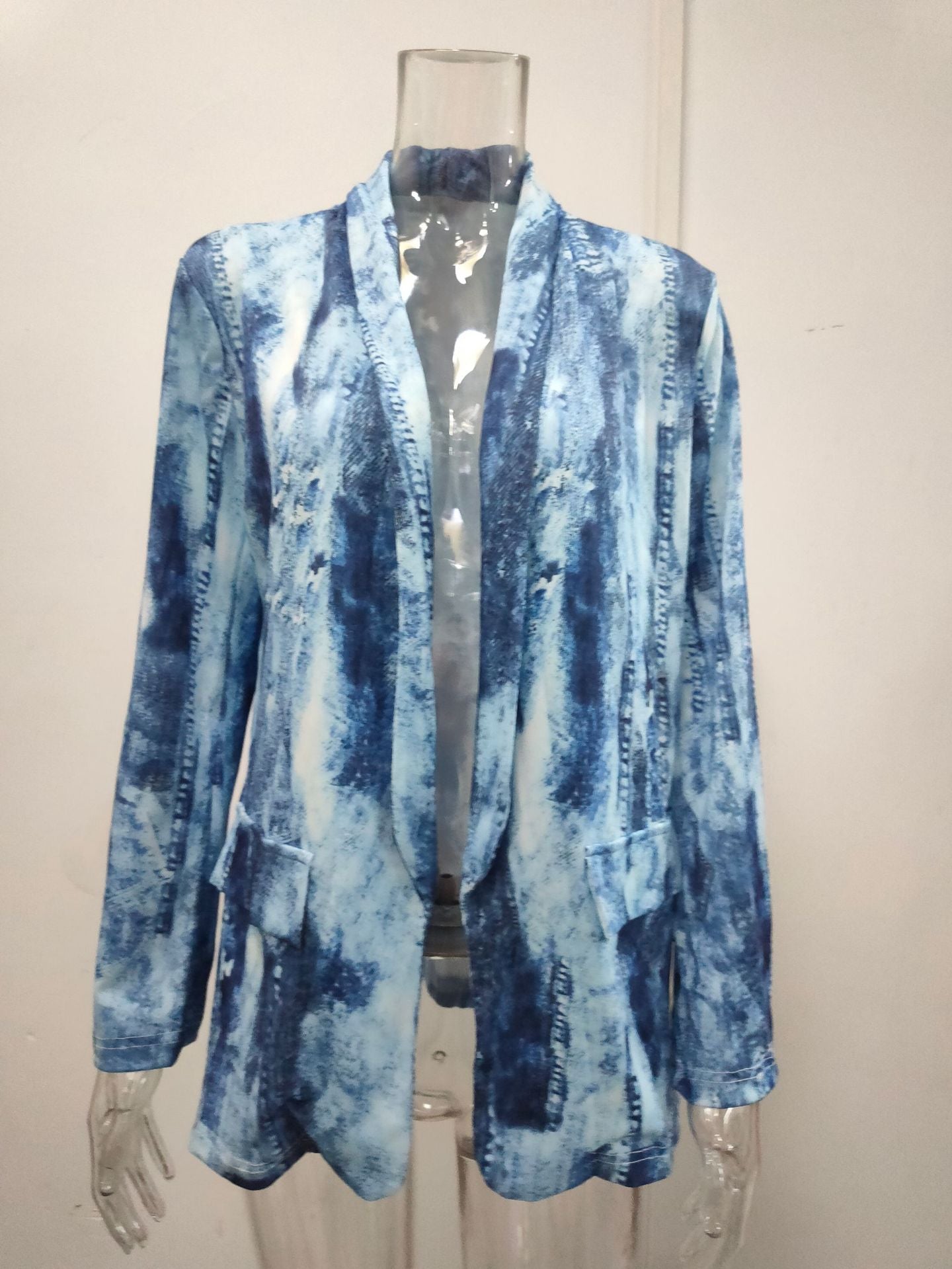 Autumn Winter Women Long-Sleeved Small Blazer New Tie-Dyed Office Professional Slim Fit Jacket Blazer
