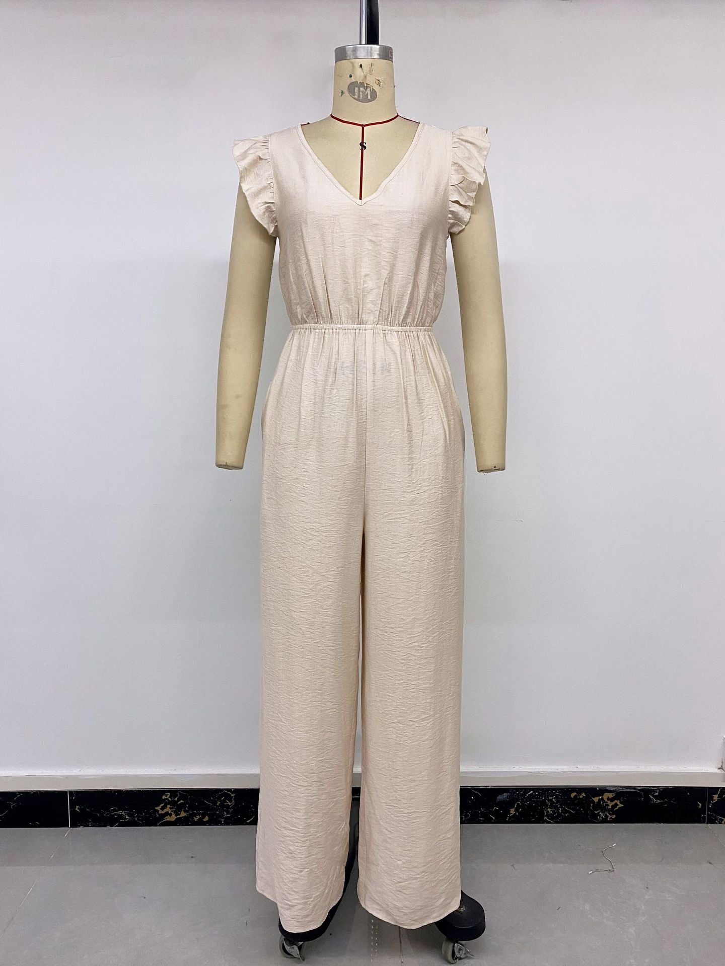 French Pastoral Flying Sleeves V neck Back Bow Jumpsuit