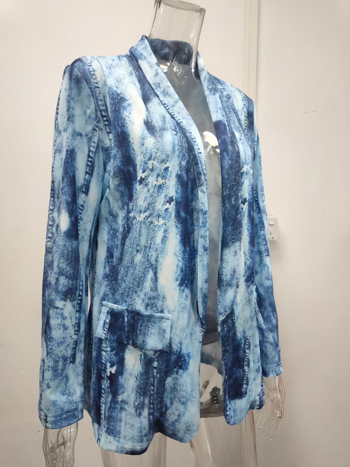 Autumn Winter Women Long-Sleeved Small Blazer New Tie-Dyed Office Professional Slim Fit Jacket Blazer