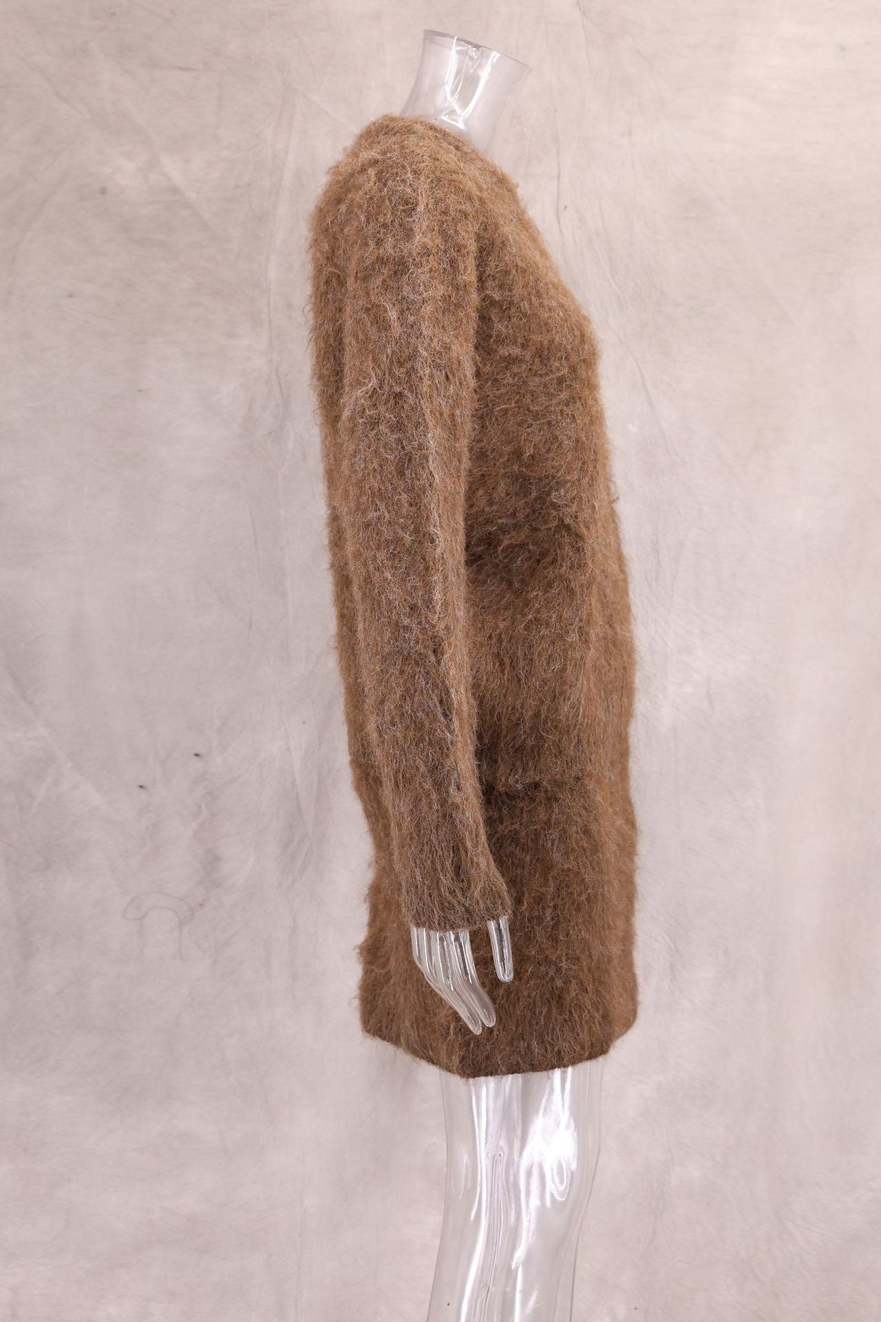 Autumn Winter Lazy Wind Long Wool round Neck Long Sleeve Short Skirt Two Piece Sets