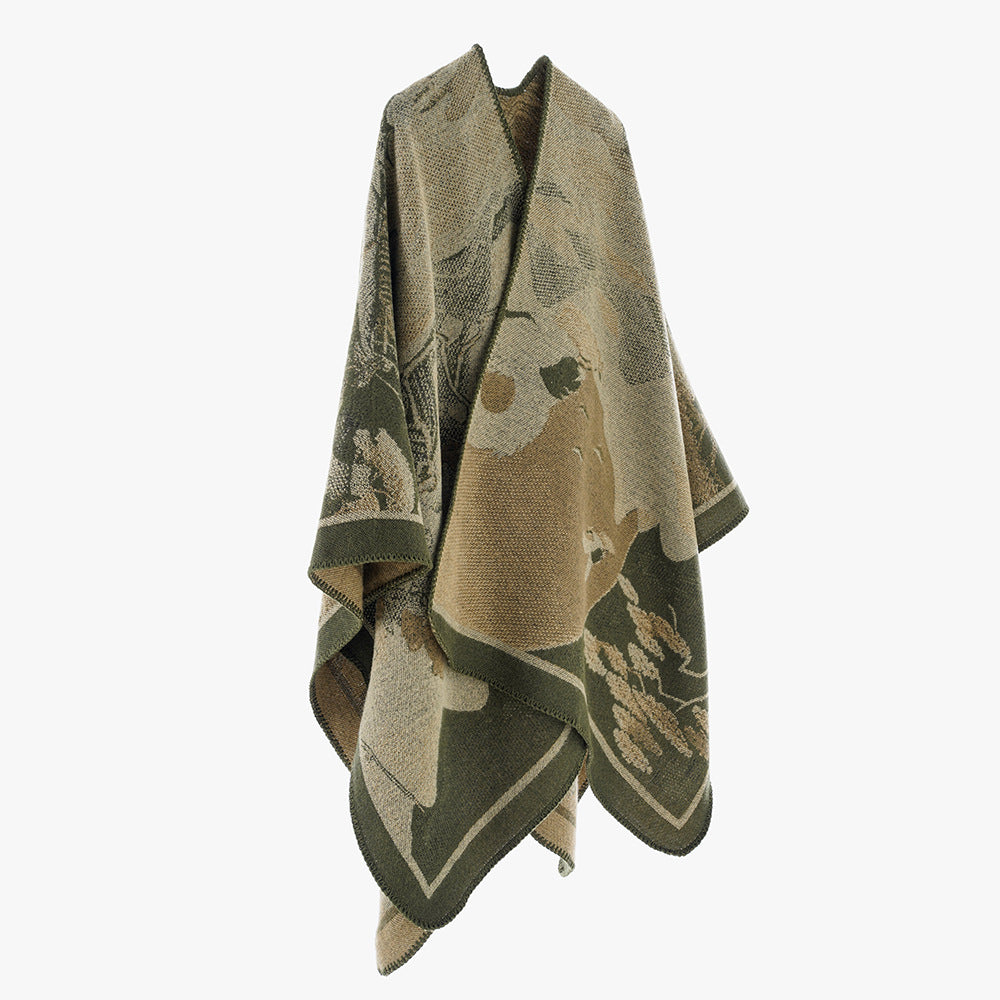 Products Women Shawl Scarf Minority Thickened Koi Pattern Cloak Travel Photography Outerwear