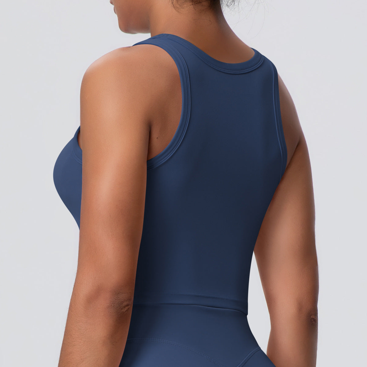 Solid Color Nude Feel Skin Friendly Yoga Jacket with Chest Pad Workout Bra Beauty Back Fitness Vest Sports Underwear for Women