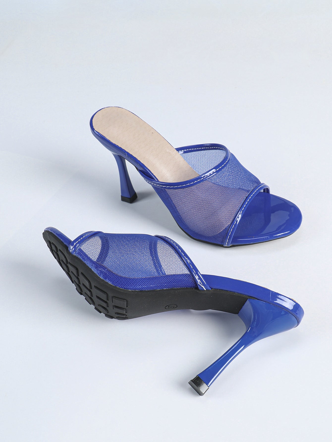 Mesh Sandals Square Toe Open Toe Wedge Heel High Heel Women Shoes Outdoor Slippers
