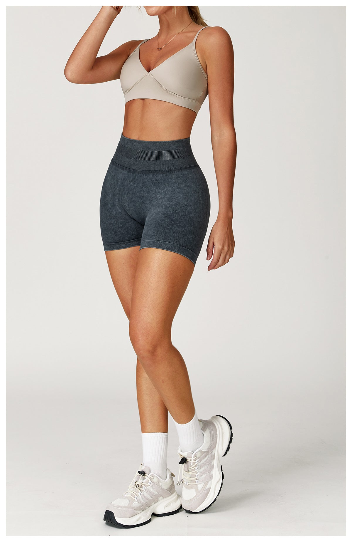 Seamless Stone Washed Yoga Shorts High Waist Hip Lift Shorts Skinny Running Sports Fitness Yoga Pants Women