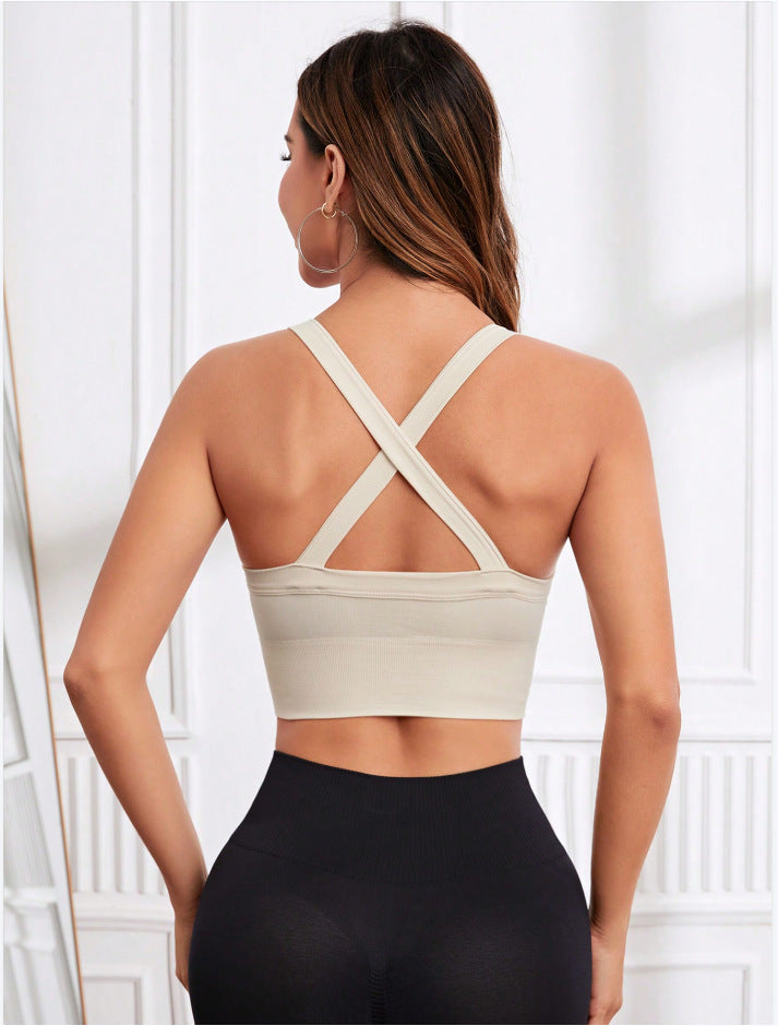 Yoga Vest Women Running Shockproof Breast Holding Sports Underwear with Chest Pad Workout Bra
