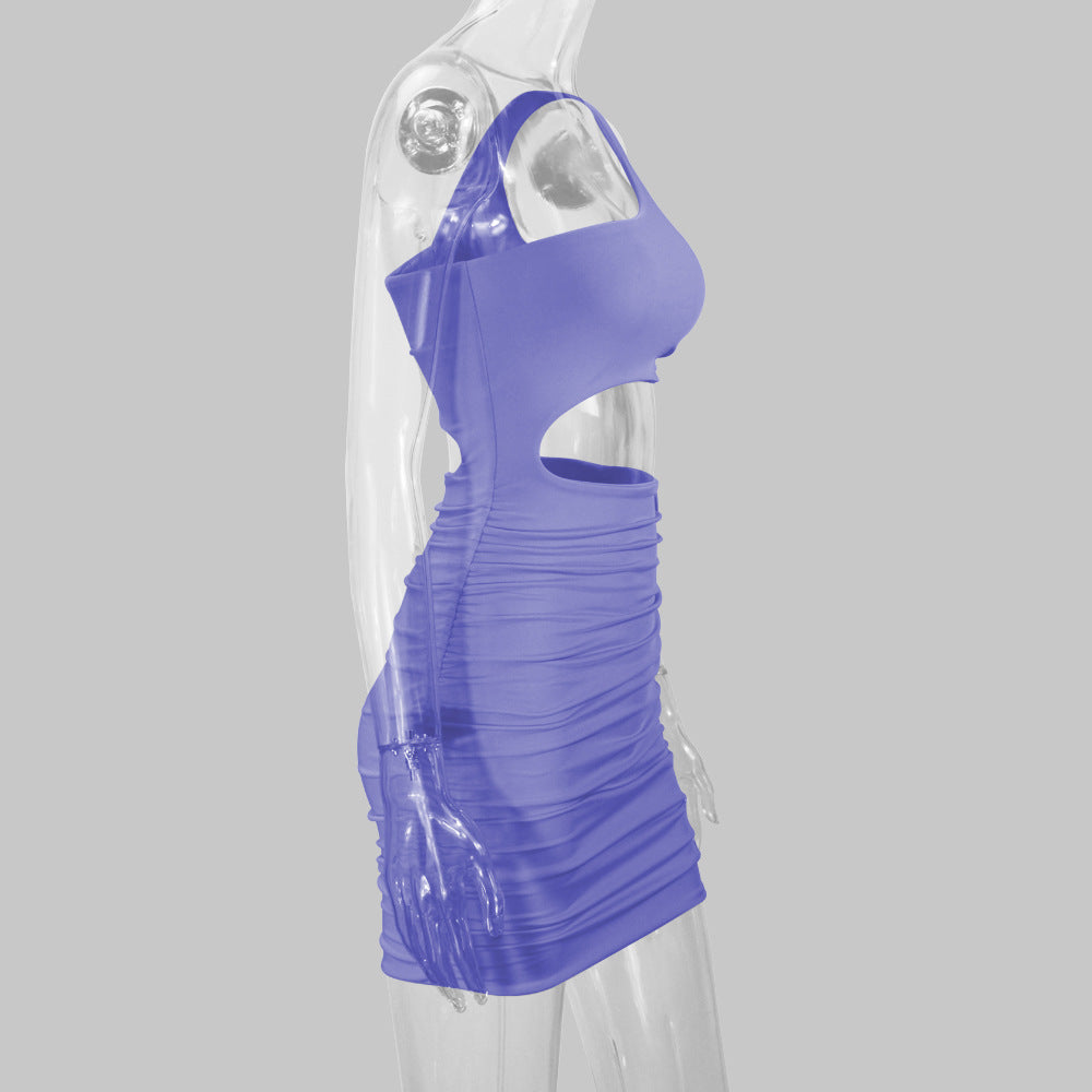 Women Clothing Sexy Hollowed out Ruffle Hip Dress