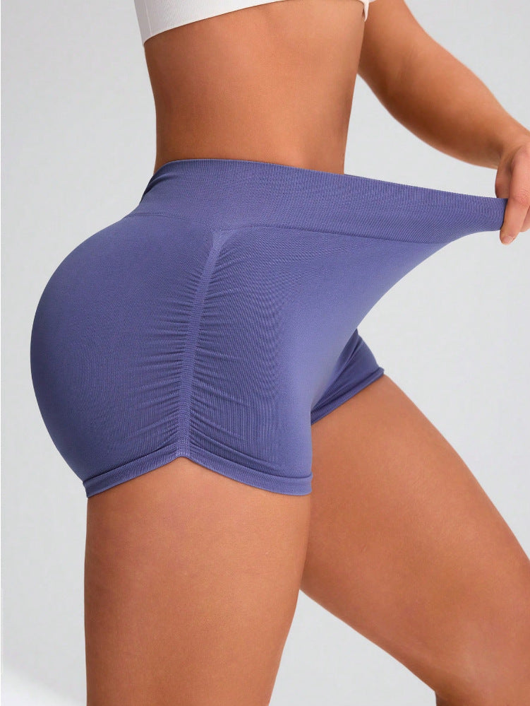 Seamless Knitted Sports Yoga Shorts Peach Hip Quick Drying Breathable Hip Lift Belly Shaping Exercise Shorts