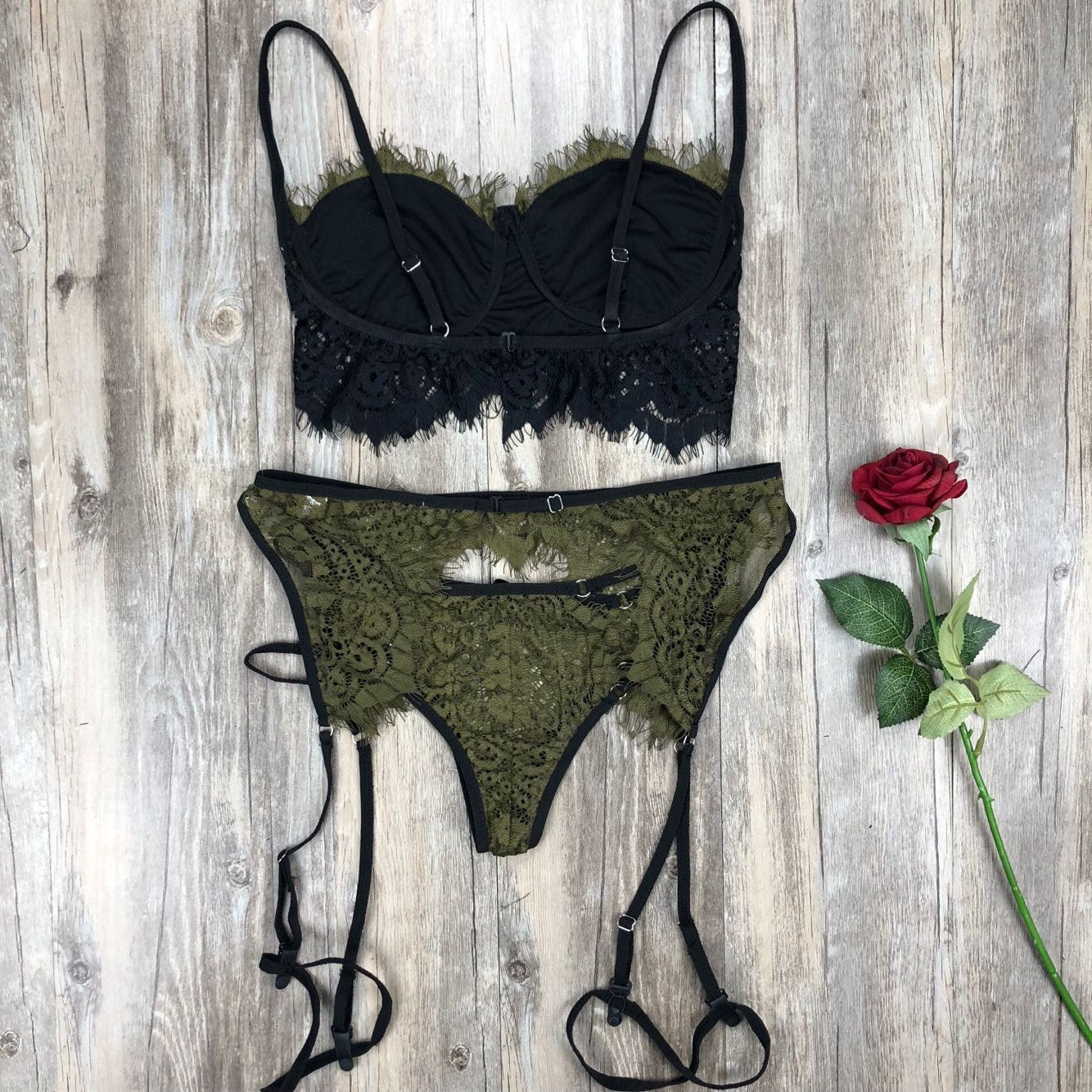 Popular Sexy Lingerie Set Lace Stitching Sexy Three Piece Lace Underwear