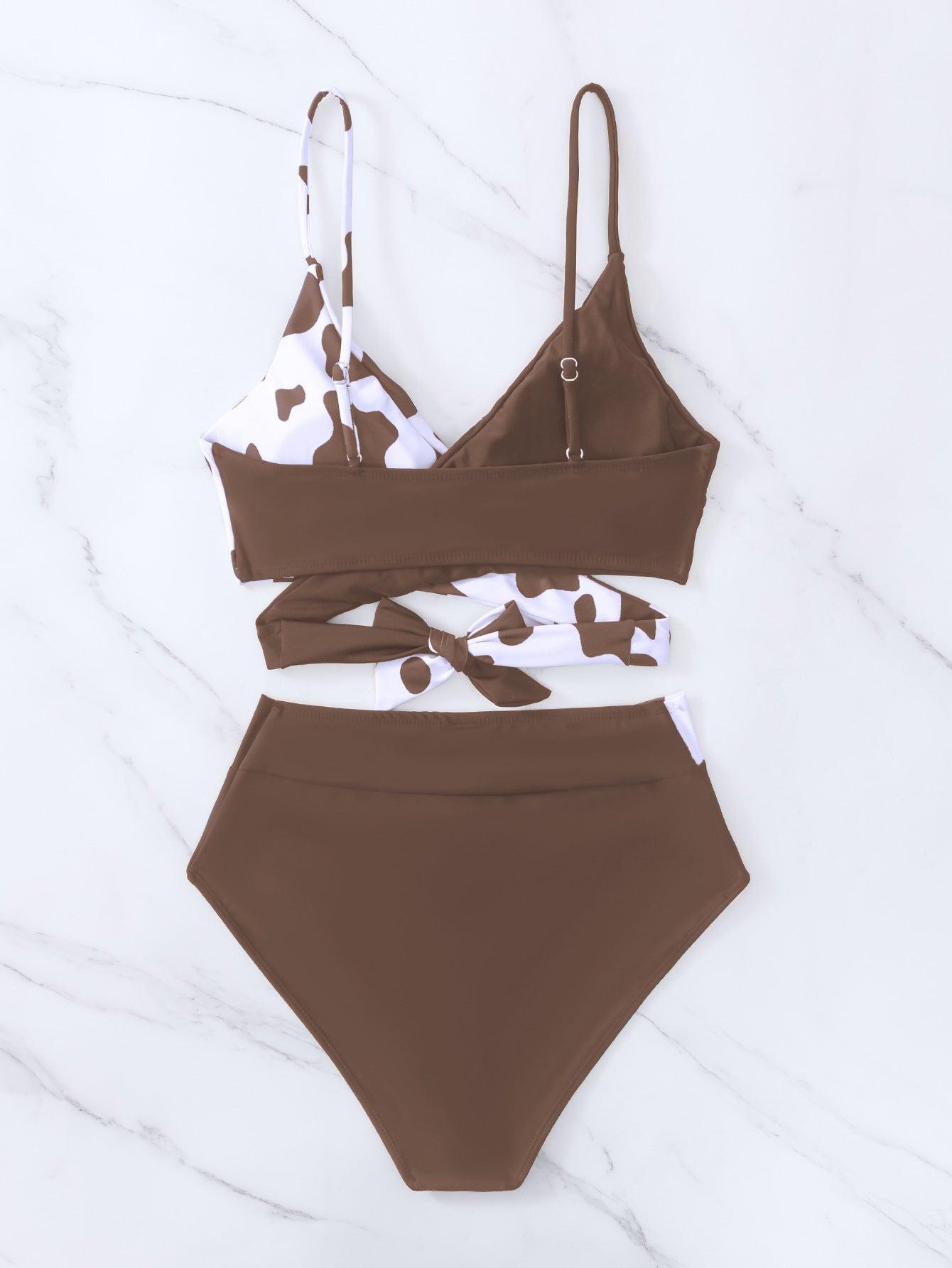 Bikini Printing Tied High Waist Sexy Bikini Split Swimsuit Swimwear