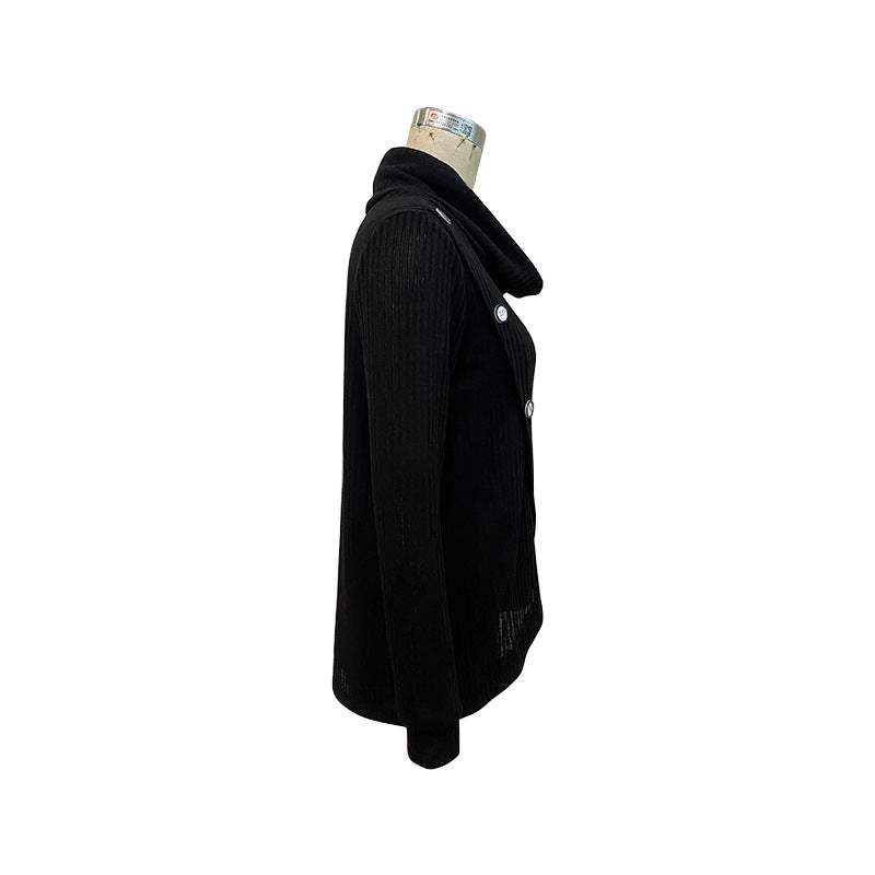 Casual Tops Long Sleeve Irregular Asymmetric Black Sweater