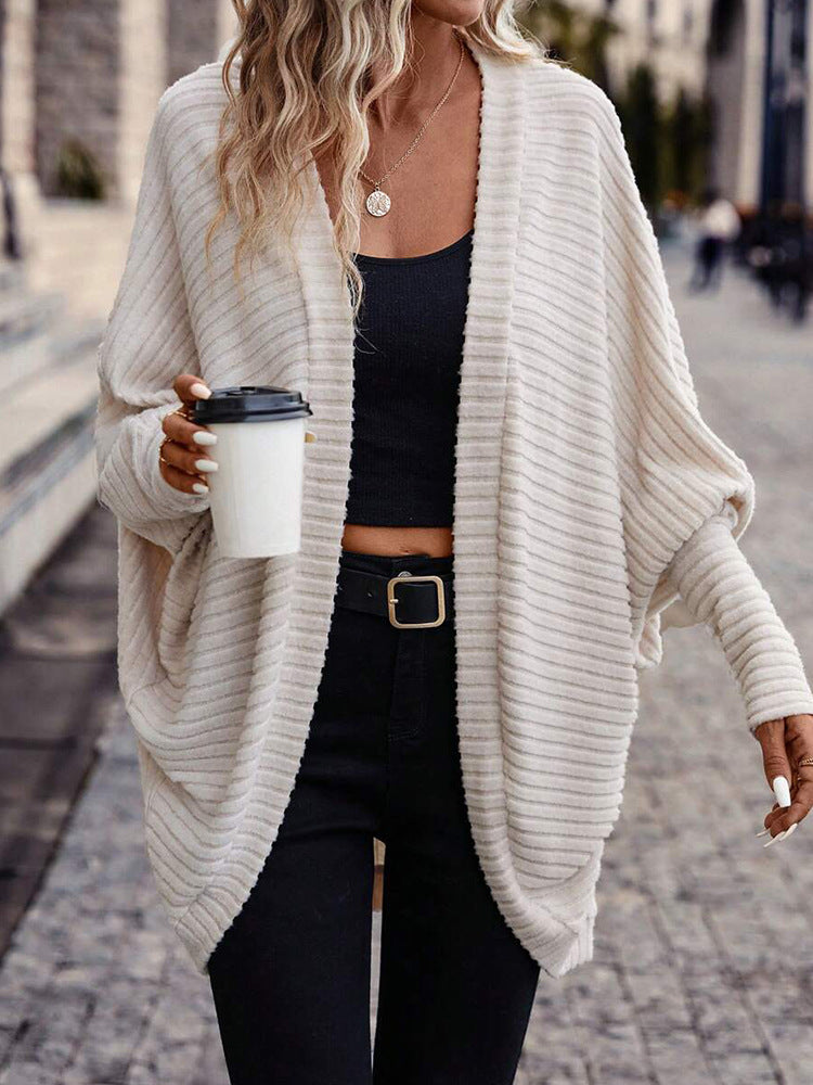 Cardigan Coat Women Autumn Winter Solid Color V neck Loose Knitted Sweater