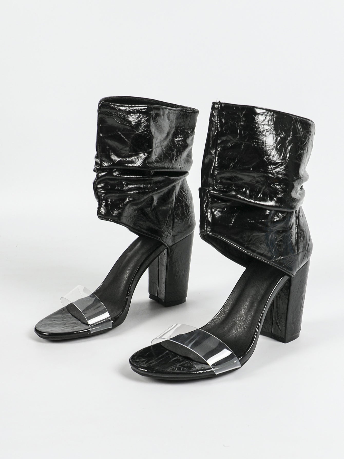 9. 5cm Mid Calf Shoes Women Sexy Peep Toe Sandals Super High Heel Cool Party High Heels