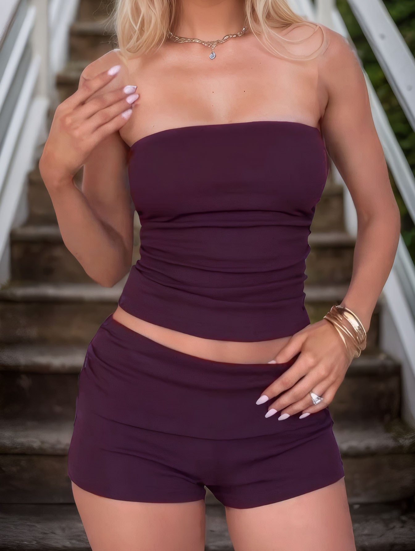 Women Clothing Spring Summer Sexy Sleeveless Tank Top Shorts Two Piece Sets