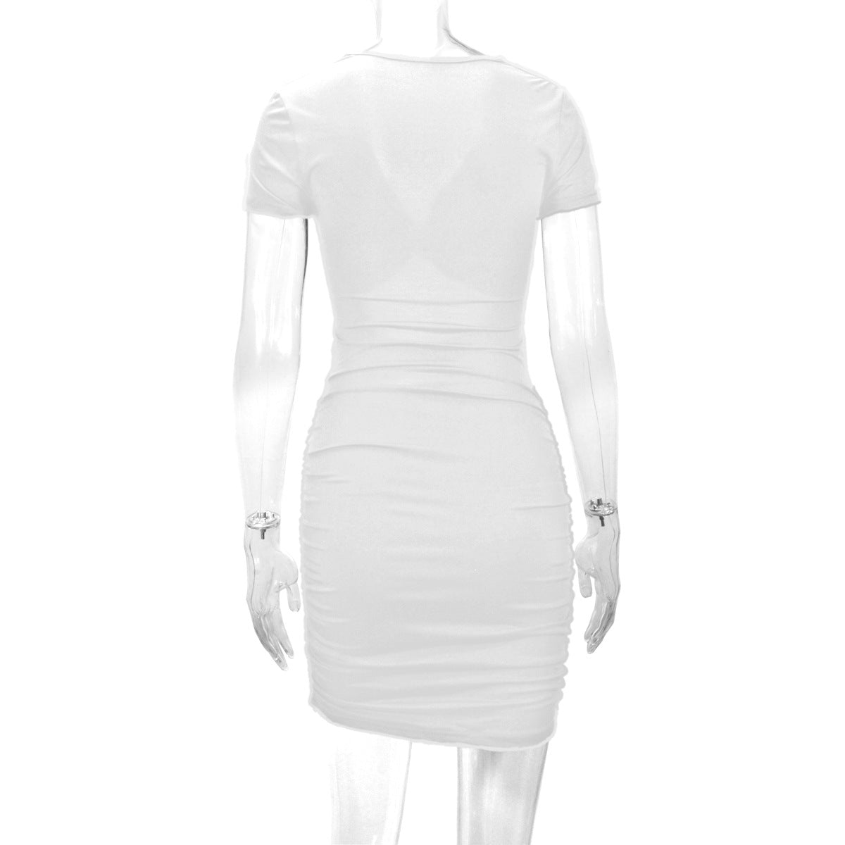 Autumn Winter Women Hip Dress Sexy V Neck Hollow Out Cutout Ties Pleated Dress