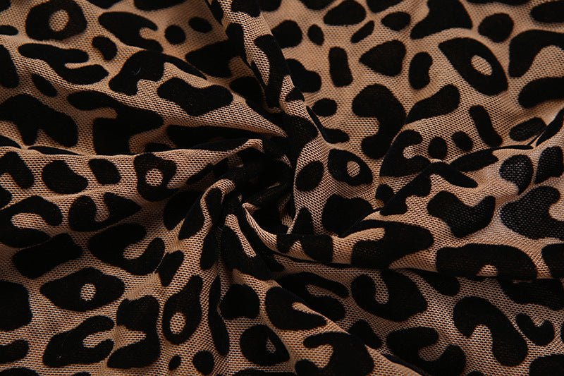 Autumn Winter Women Sexy Leopard Print Halter Strap Backless Slim Fit Cropped Jumpsuit