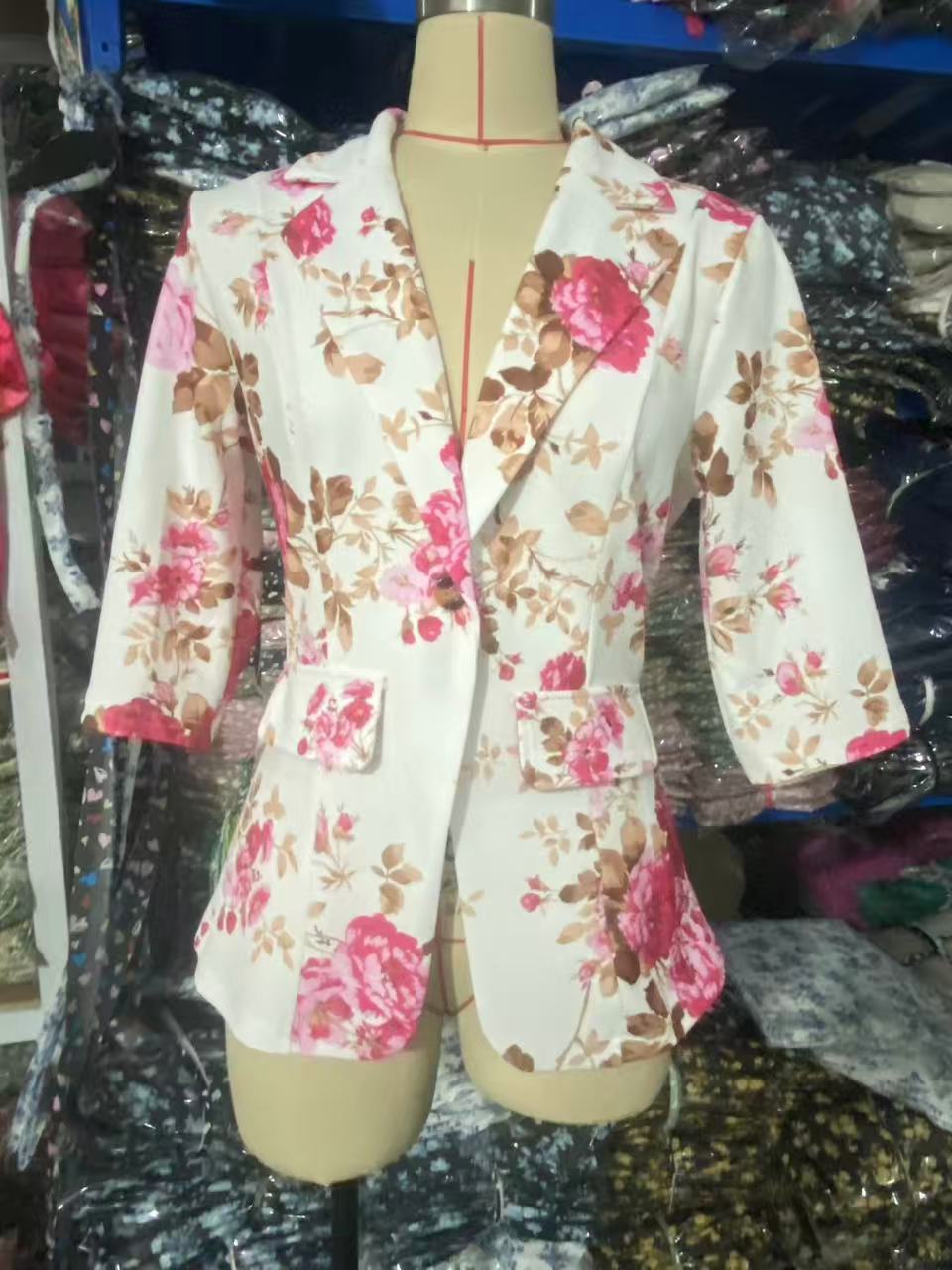 Refined Stylish Printed Small Blazers Turn down Collar Coat