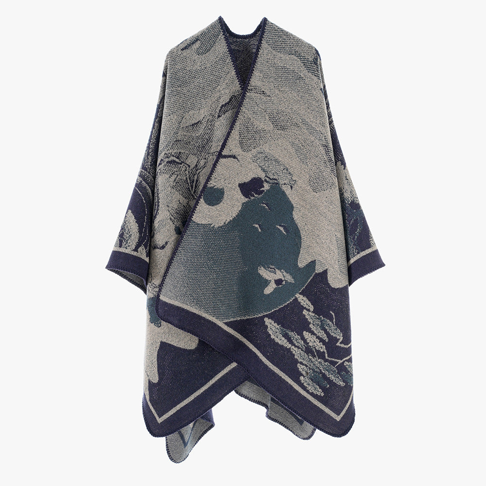 Products Women Shawl Scarf Minority Thickened Koi Pattern Cloak Travel Photography Outerwear