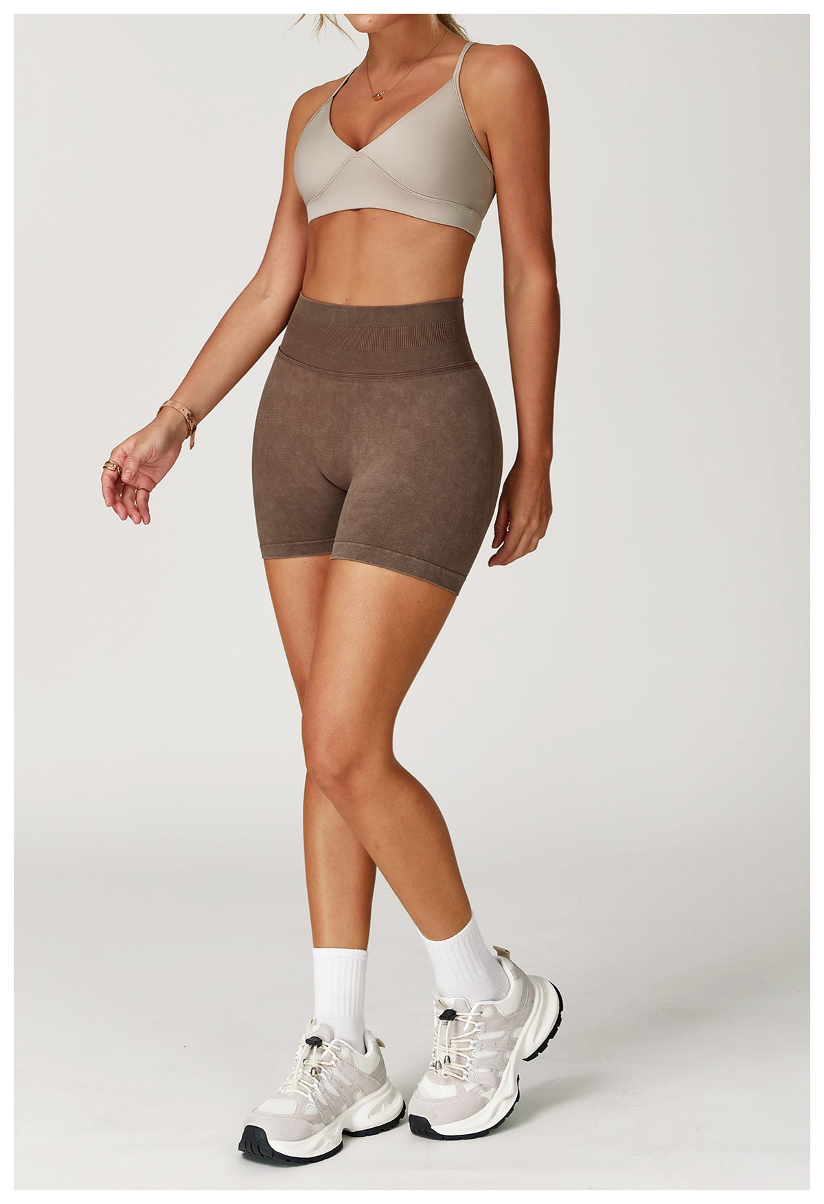 Seamless Stone Washed Yoga Shorts High Waist Hip Lift Shorts Skinny Running Sports Fitness Yoga Pants Women