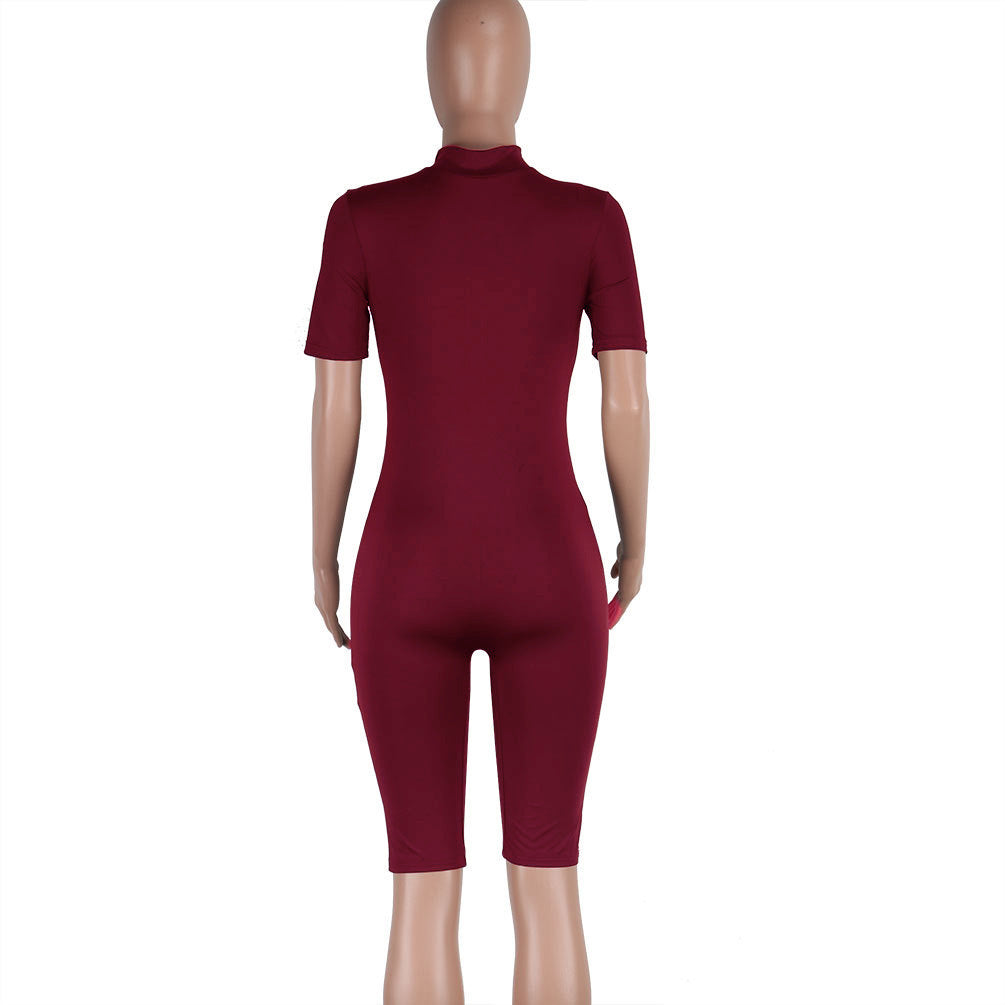 Sexy Deep V Plunge Zipper Front Back Wear Romper Club Wear