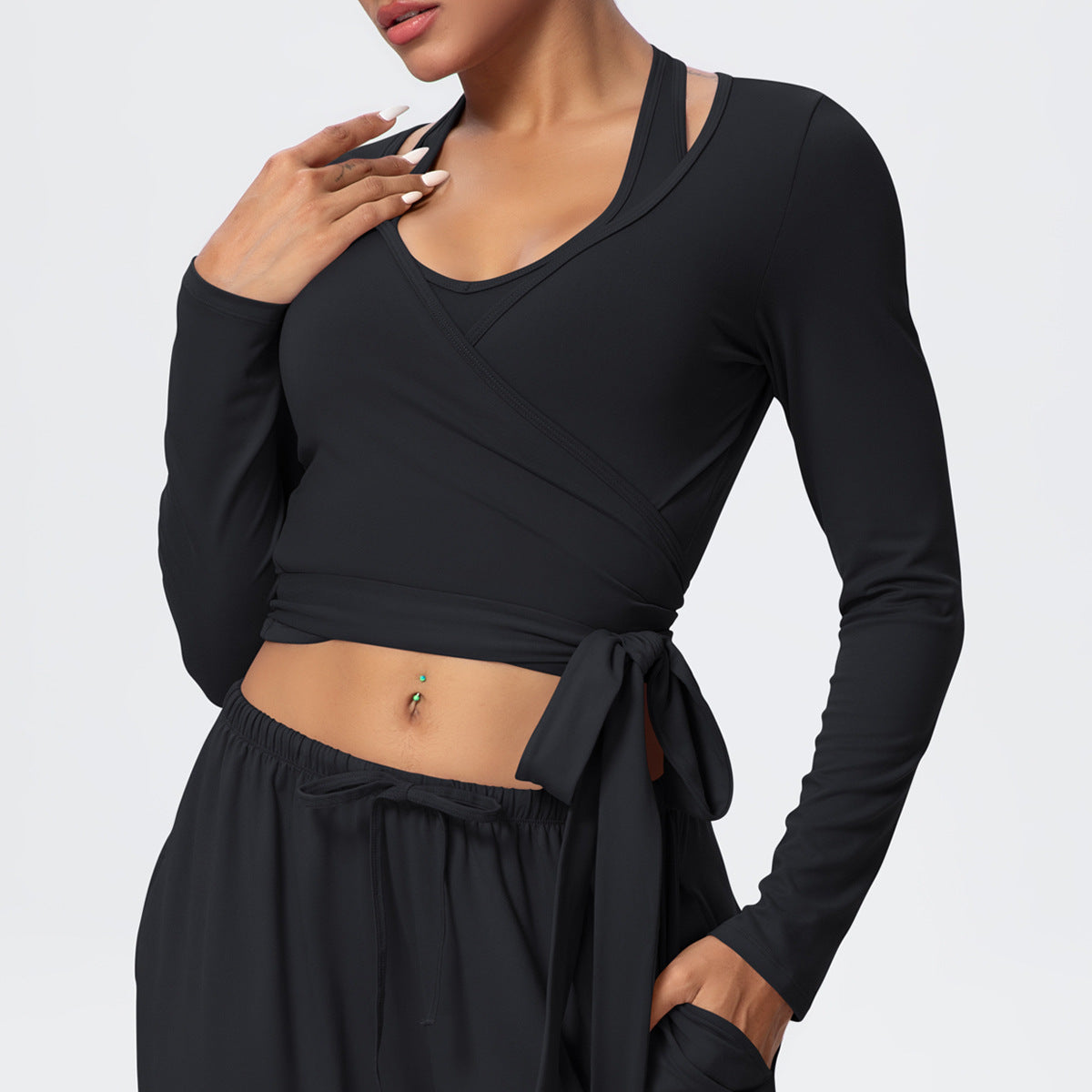 Brushed Yoga Long Sleeve Strap Personalized Yoga Clothes Outdoor High Grade Sports Fitness Clothes