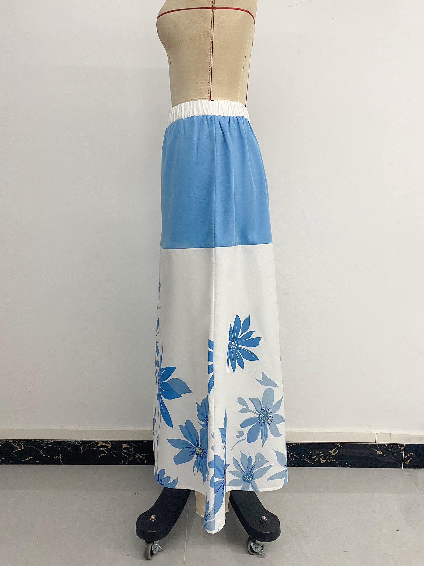 Summer Casual Multicolor Printing High Waist Long A line Skirt Women Clothing
