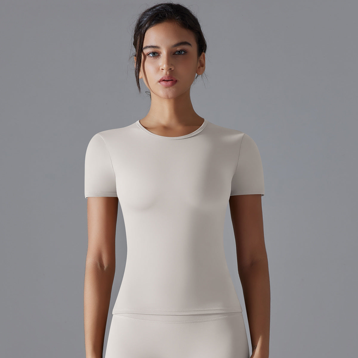 Spring Autumn Yoga Clothes Trend Sports Push Up Short Sleeve Solid Color Slim Stretch Fitness Vest Running Training Top Women