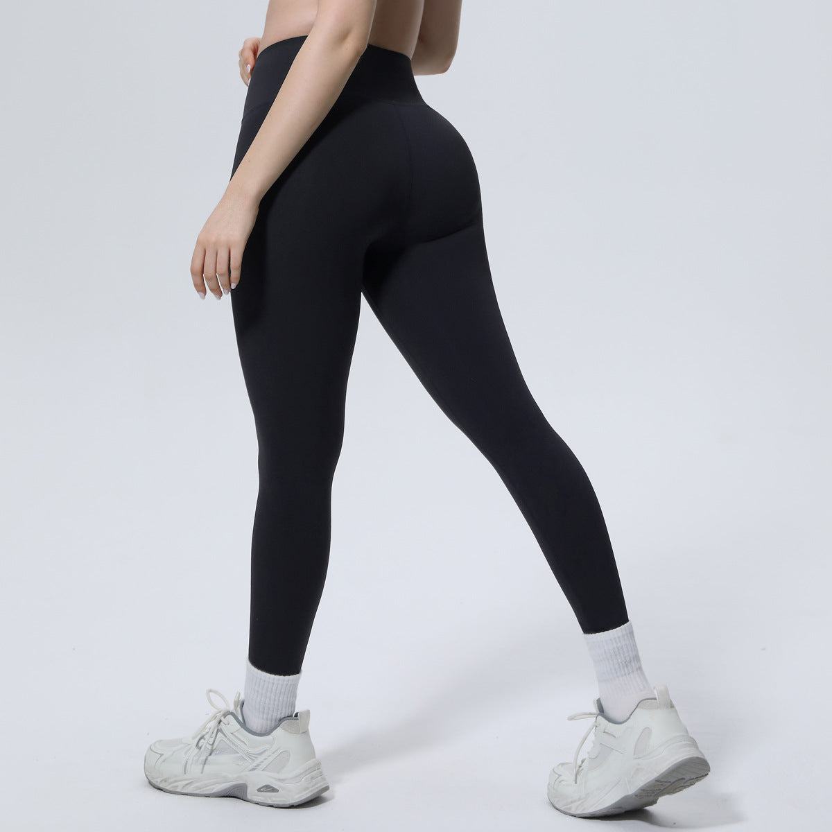 High Waist Nude Feel Seamless Skin Friendly Cross Waist Tight Pants Running Exercise Workout Pants Sexy Slim Fit Yoga Pants