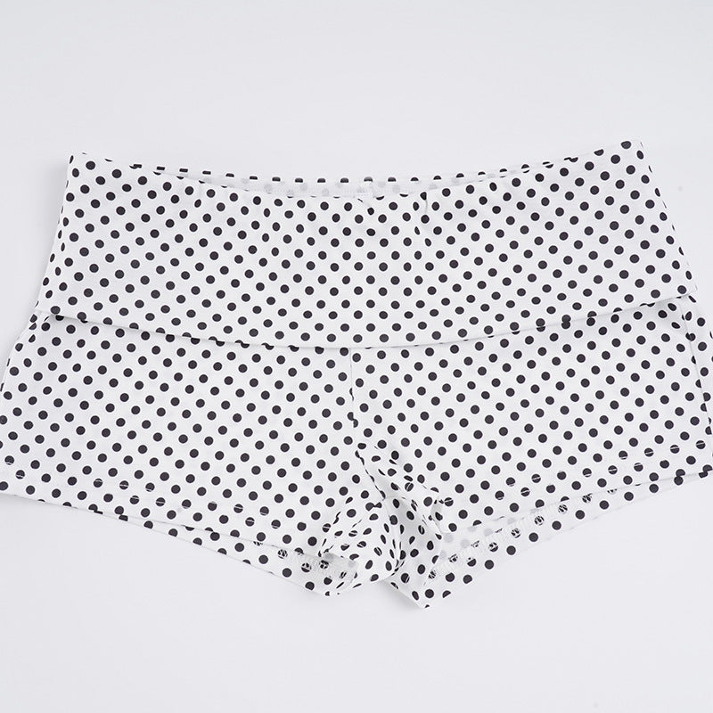 Printed Polka Dot Three Dimensional Floral Two Piece Sets Sexy Sexy Halter Vest Waist Shorts
