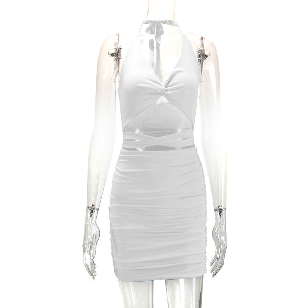Summer Women Clothing Halter Backless Slim Sheath Sexy Dress