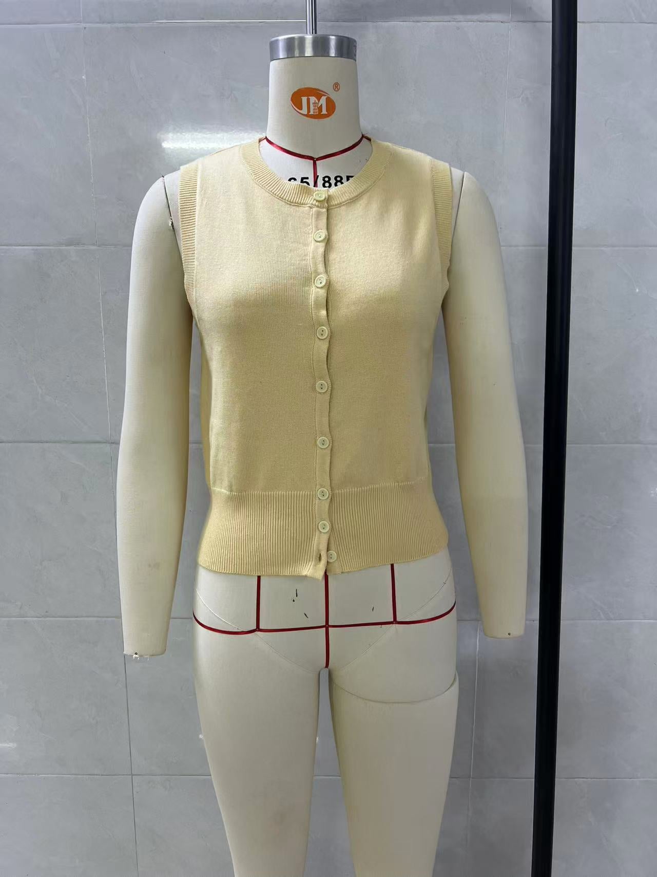 Summer Knitted Top Women Sexy Sleeveless Outer Wear Button Vest Jacket Women
