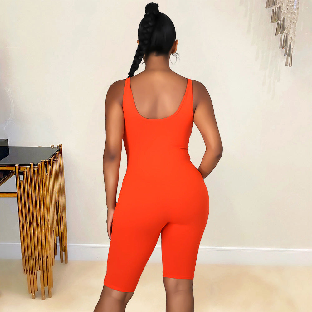 Summer Women Clothing Sports Casual Printed Hollow-out Ripped for Women Romper