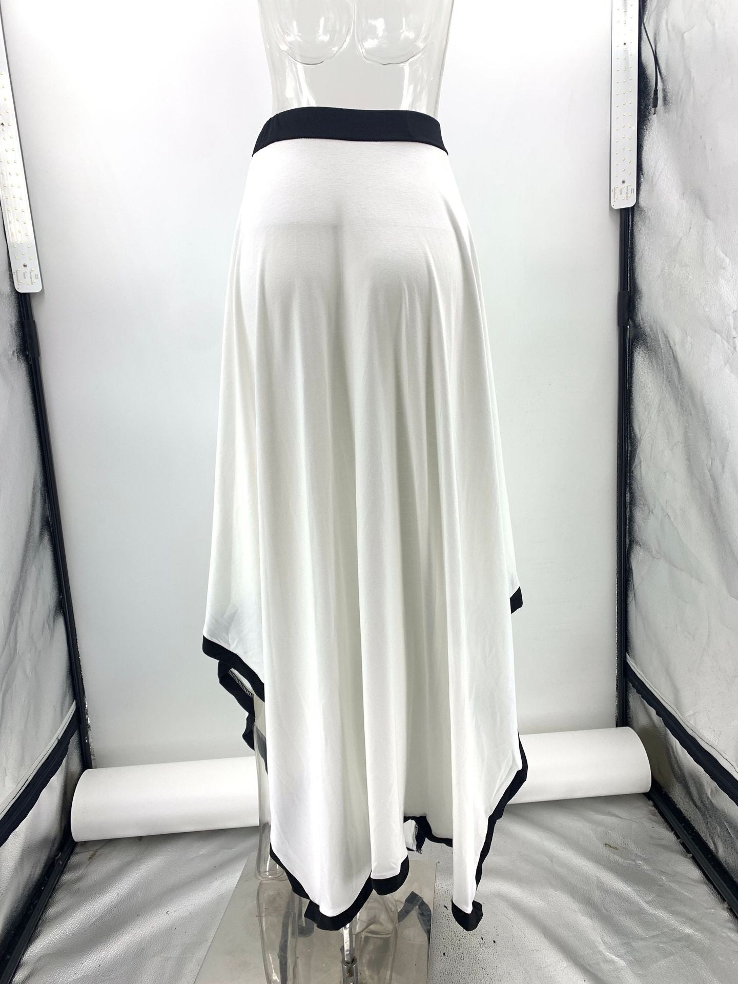 Spring Autumn Long Sleeve Irregular Asymmetric Solid Skirt Two Piece Set