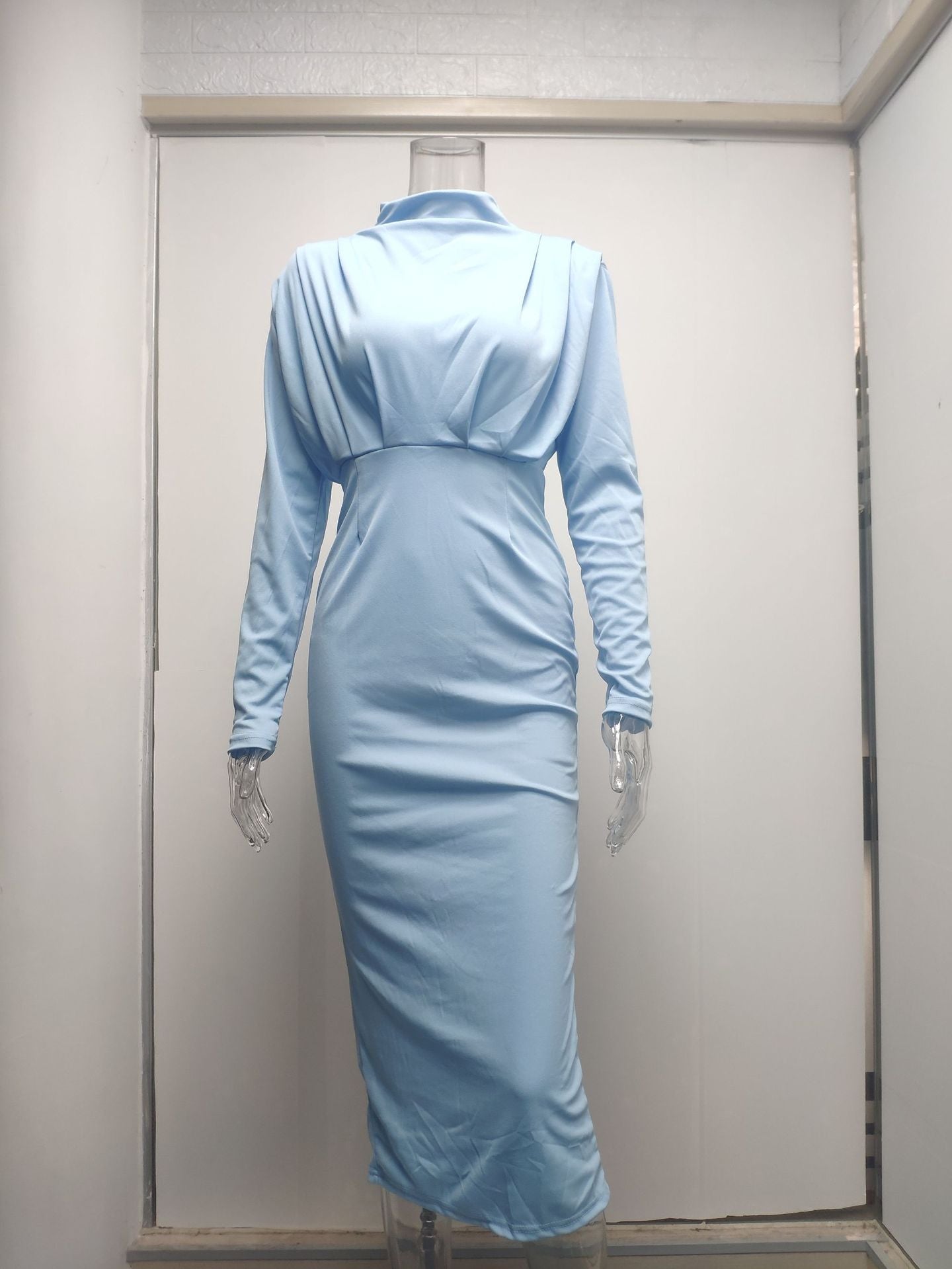Autumn Waist-Controlled Western Solid Color Long Sleeve Dress