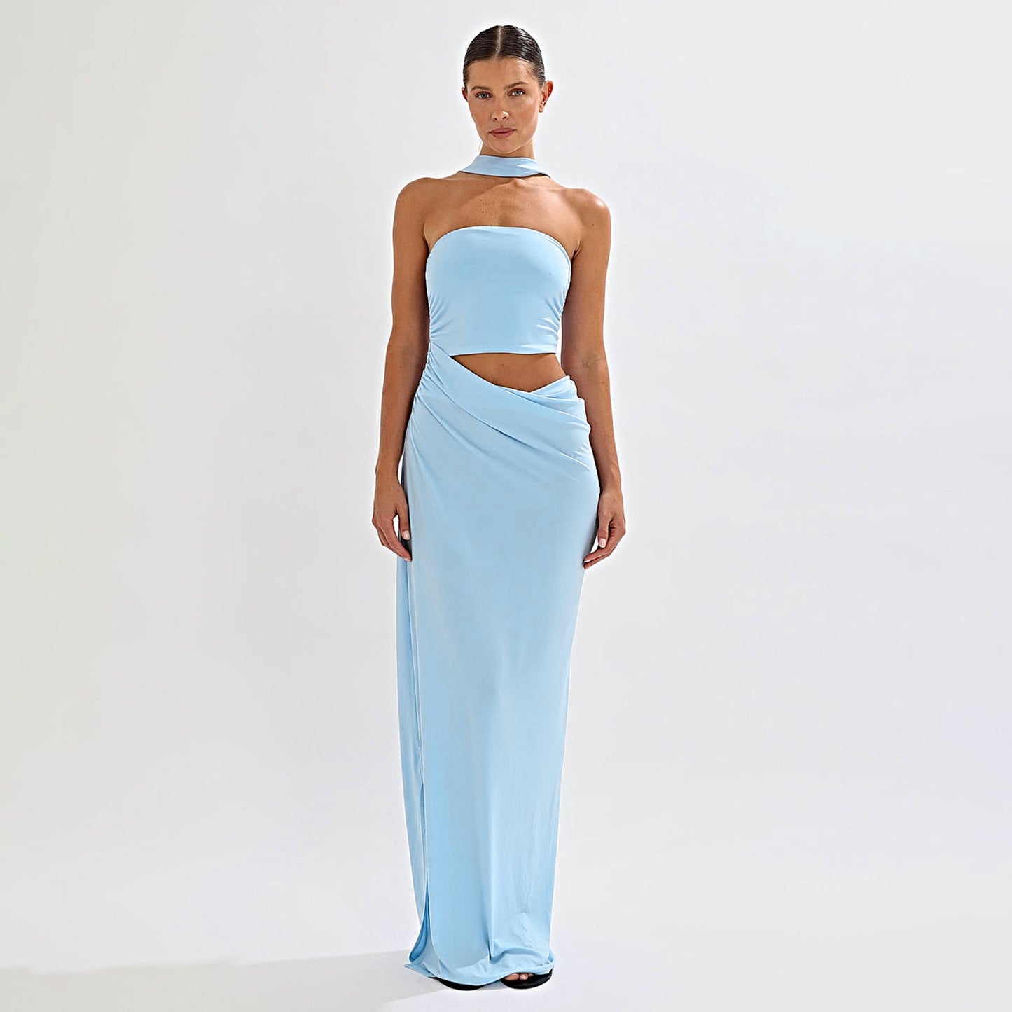 Spring Sexy Tube Top Pleated Slim Fit Sheath Personality Street Dress Long Dress