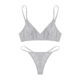 Simple Underwear Women Soft Breathable Underwired Not Empty Cup High Elastic Sports Vest Type Bra Set