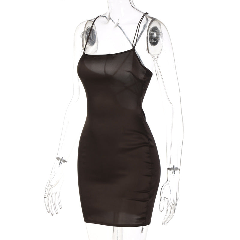 Women Clothing Spring Nightclub Dress Satin off Neck Sexy Backless Sheath Dress
